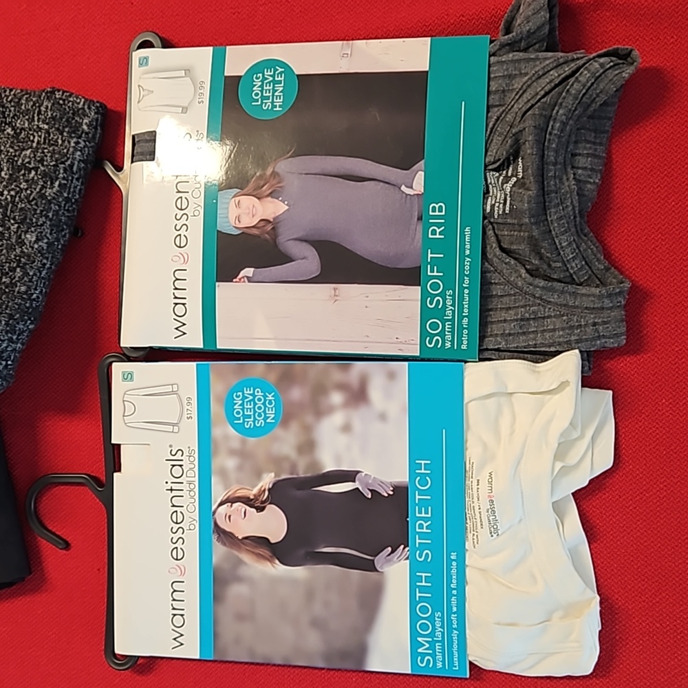 WARM ESSENTIALS Cuddlduds 6 pcs. black gray white long sleeve Sm. New + - Picture 14 of 14